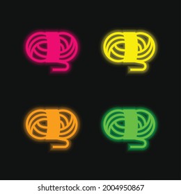Bola de lana cuatro colores brillante neonato icono vector