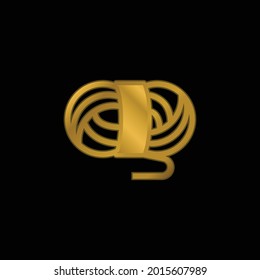 Ball Of Wool gold plated metalic icon or logo vector