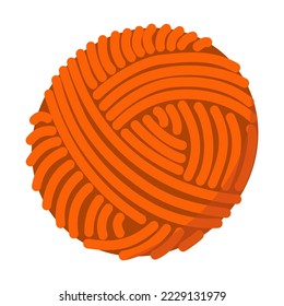 Ball of wool for knitting flat vector illustration. Yarn bundle on white background. Knitting concept