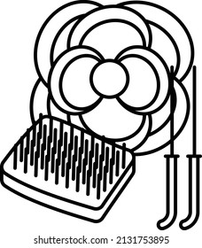 Ball Of Wool with needle Vector Icon Design, Hobby Symbol, Leisure time Activity Sign, Hobbyists and Handicraft Stock Illustration, Fur clothing Concept