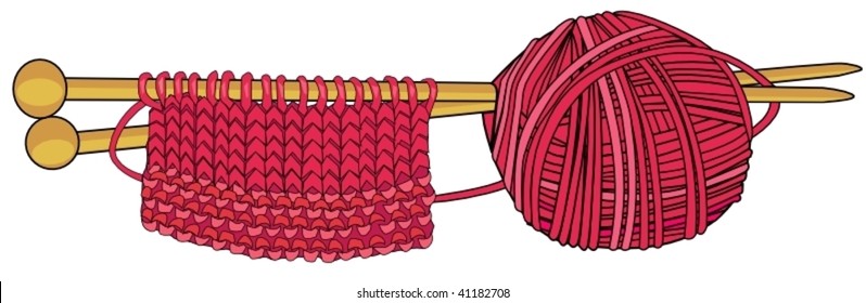 A ball of wool with needles