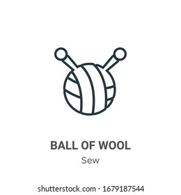 Ball of wool outline vector icon. Thin line black ball of wool icon, flat vector simple element illustration from editable sew concept isolated stroke on white background