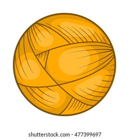 Ball of wool yarn for knitting icon in cartoon style isolated on white background