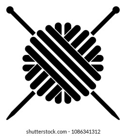 Ball Of Wool Yarn And Knitting Needles Icon Black Color