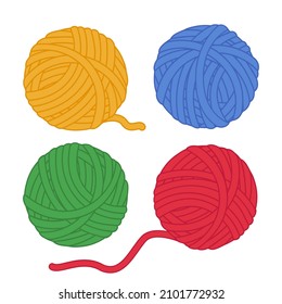 Ball of wool yarn vector icon set