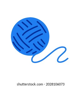 Ball von Wollfäden. Hobbys, Stricken und Nadelarbeit. Doodle-Skizze