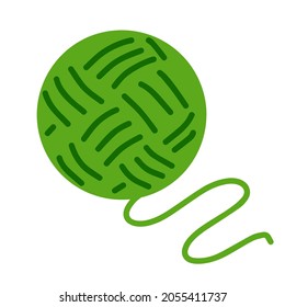 Ball of woolen threads. Hobbies, knitting and needlework. Doodle sketch illustration