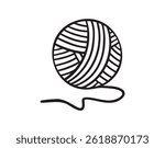 Ball of yarn or clews of thread for knitting doodle hand drawn icon. Outline drawing ball of yarn line clipart symbol. Vector illustration