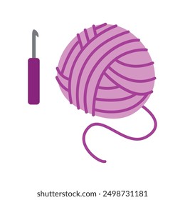 Ball of yarn and crochet hook vector illustration