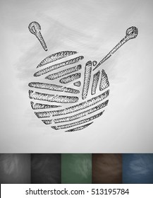 ball of yarn icon. Hand drawn vector illustration