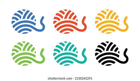 Ball of yarn icon set.