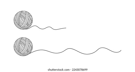 Ball of yarn isolated on white background. Clew ball of thread. Vector illustration