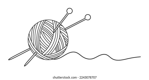 Ball of yarn isolated on white background. Clew ball of thread. Vector illustration