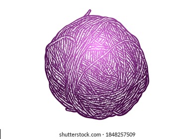 Ball of yarn for knitting - hand drawn - Out line