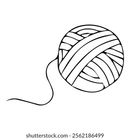 Ball of yarn for knitting handmade. Vector illustration in doodle style isolated on white background.