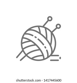Ball yarn with knitting needles line icon.