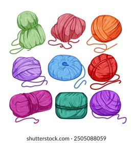 ball yarn set cartoon. wool fiber, skein thread, handmade textile ball yarn sign. isolated symbol vector illustration