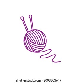 Ball of yarn and skewers. vector illustration