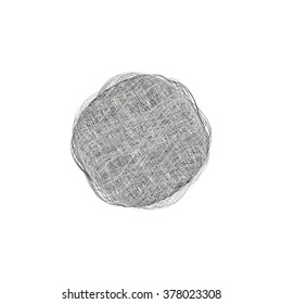 Ball of yarn. Vector abstract circle gray logo. Handmade.