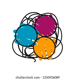 Ball of yarn wool hand drawn logo logotype for yarning project courses master classes tutorials video study teaching and learning