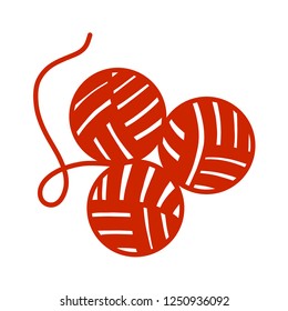 Ball of yarn wool hand drawn logo logotype for yarning project courses master classes tutorials video study teaching and learning