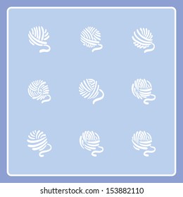 Ball of yarn, wool, vector icon set