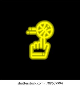 Ball yellow glowing neon ui ux icon. Glowing sign logo vector