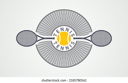 The Ball Is Yellow, Two Rockets Are Gray, There Is A Tennis Net Around. Logo.