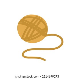 Ball of yellow yarn thread in scandinavian style for print, sticker, postcard