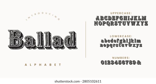 Ballad classic layered display font with vintage shadow effect for elegant branding and signage