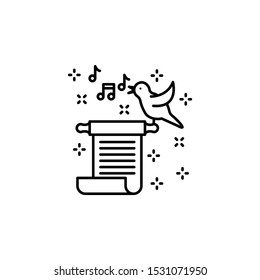 Ballad scroll bird music icon. Element of literature icon