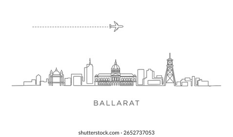 Ballarat com a linha do horizonte da Austrália Plane overhead.