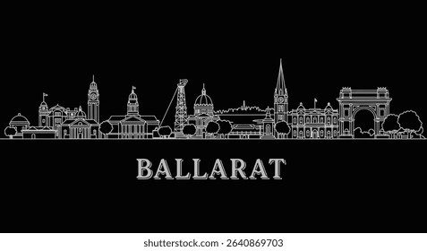 Ballarat with Australia Skyline Silhouette, and Black.