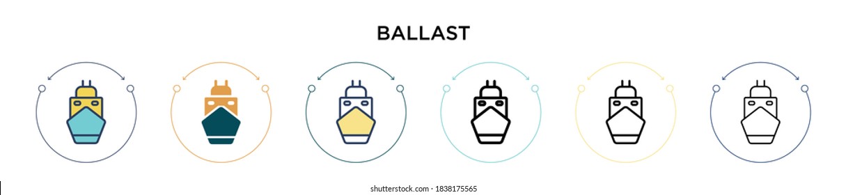 Ballast icon in filled, thin line, outline and stroke style. Vector illustration of two colored and black ballast vector icons designs can be used for mobile, ui, web