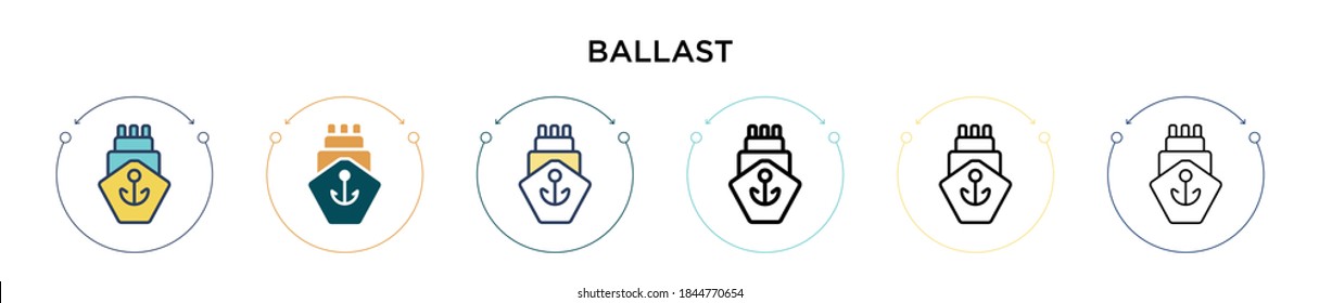 Ballast icon in filled, thin line, outline and stroke style. Vector illustration of two colored and black ballast vector icons designs can be used for mobile, ui, web