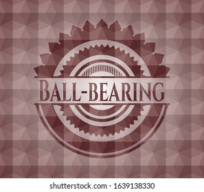 Ball-bearing red seamless emblem or badge with abstract geometric pattern background.