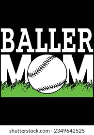 Baller mom vector art design, eps file. design file for t-shirt. SVG, EPS cuttable design file