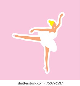 Ballerina arabesk pose sticker. Vector