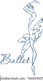 Ballerina. Ballet. Dance. Vector illustration. Choreography. logo. Blue.