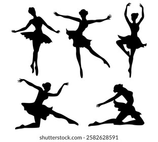 Ballerina ballet dancer silhouette girl illustration