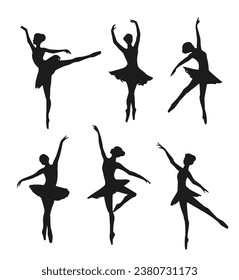 Ballerina, ballet, dancer, vector silhouette