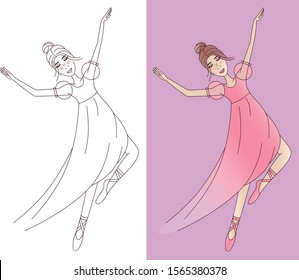 Ballerina Ballet Dancing Girl vector illustration including sketch