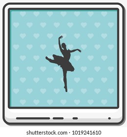 Ballerina in ballet pose flat vector icon.