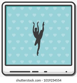 Ballerina in ballet pose silhouette flat vector icon.