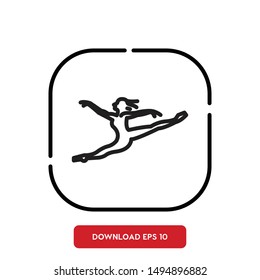 Ballerina, ballet symbol outline vector icon