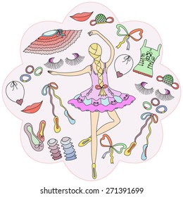 Ballerina, ballet vector set