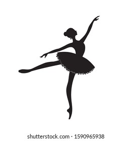 Ballerina, beautiful woman against white background. Ballet banner. Vector.