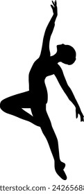 ballerina black silhouette on tranarent background	

