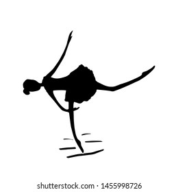Ballerina black silhouette on white background. Ballet girl. Dancer illustration
