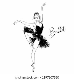 Ballerina. Black swan. Ballet. Vector illustration.